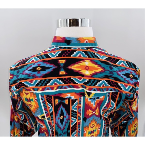 WRANGLER Women's Western Vintage Shirt Aztec Native American Authentic Sz L - Picture 6 of 7